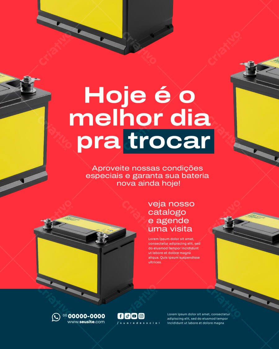 Flyer para Promoção de Baterias Automotivas PSD Editável