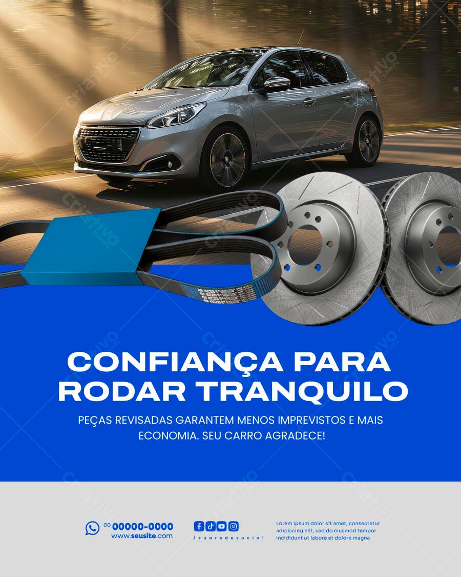 Flyer Manutenção Automotiva Confiança para Rodar Tranquilo PSD Editável