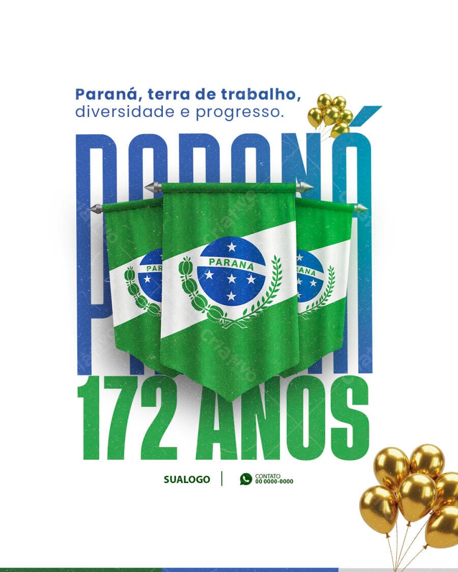 Flyer Aniversário Paraná 172 Anos PSD Editável