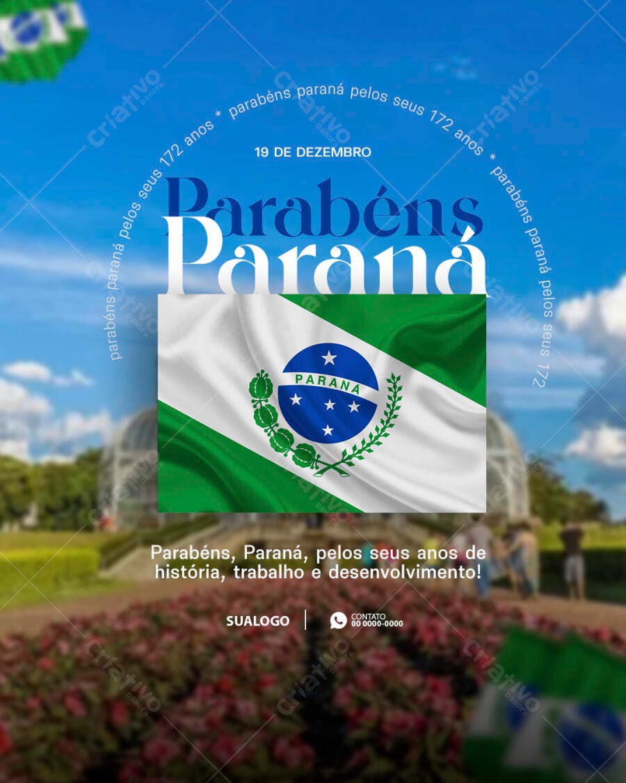 Post Redes Sociais Parabéns Paraná 172 Anos PSD Editável