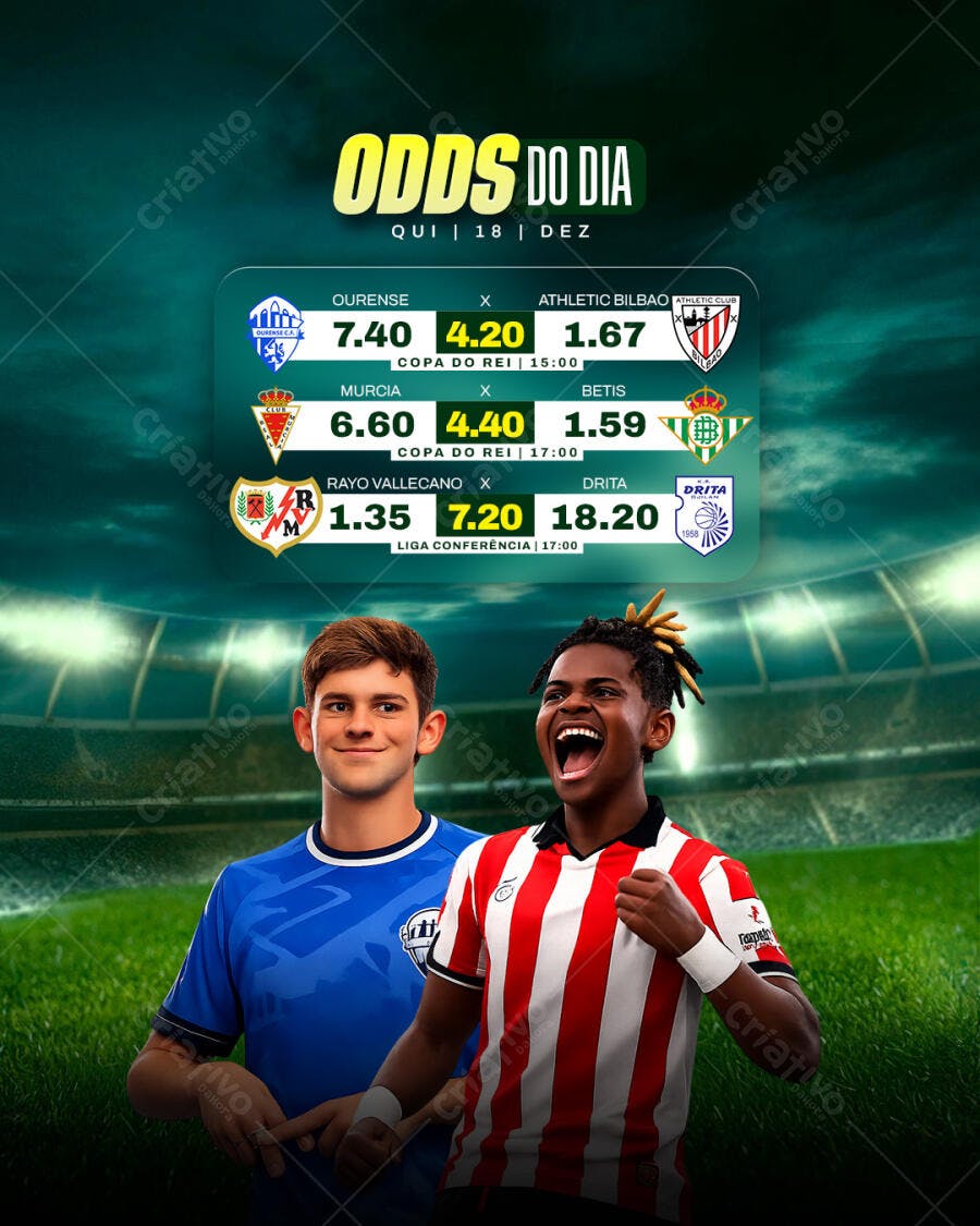 Flyer Apostas Esportivas Futebol Odds do Dia PSD Editável
