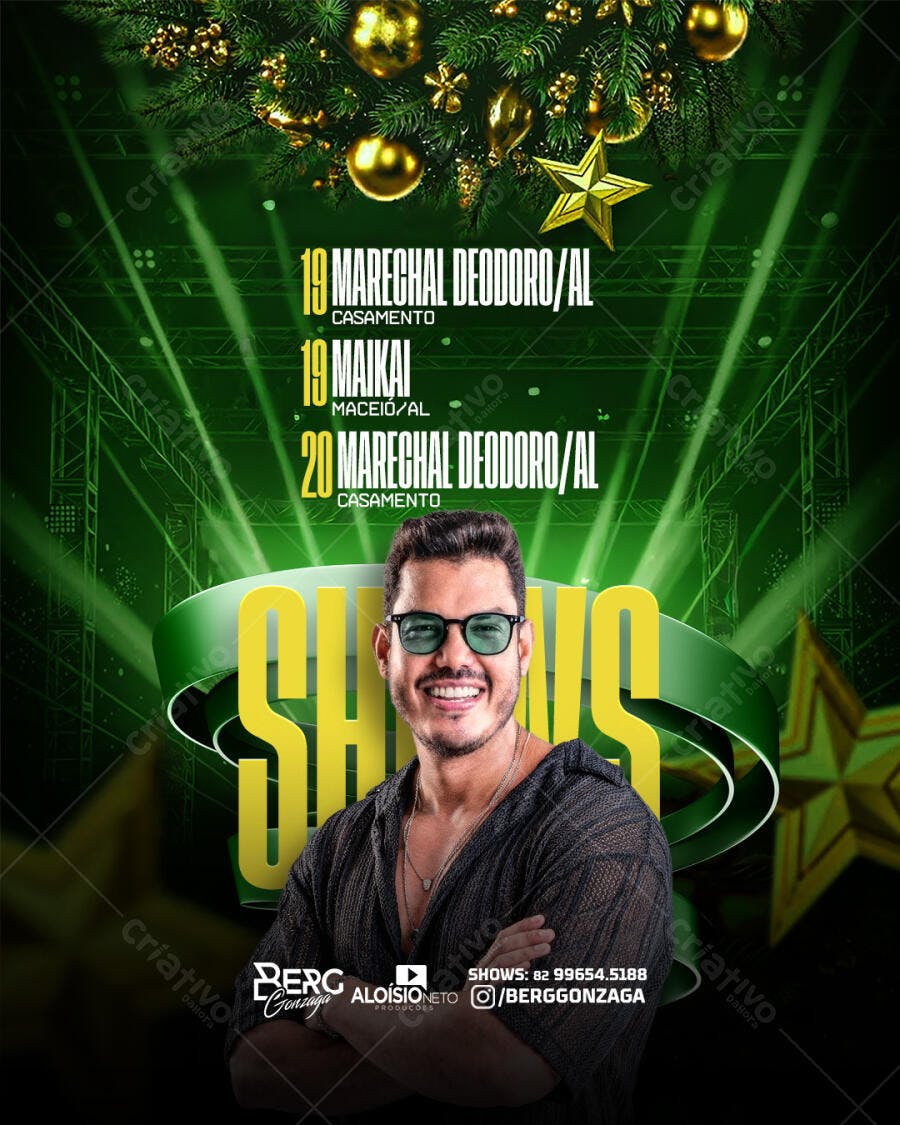 Flyer de Shows e Casamentos Festivos Berg Gonzaga PSD Editável