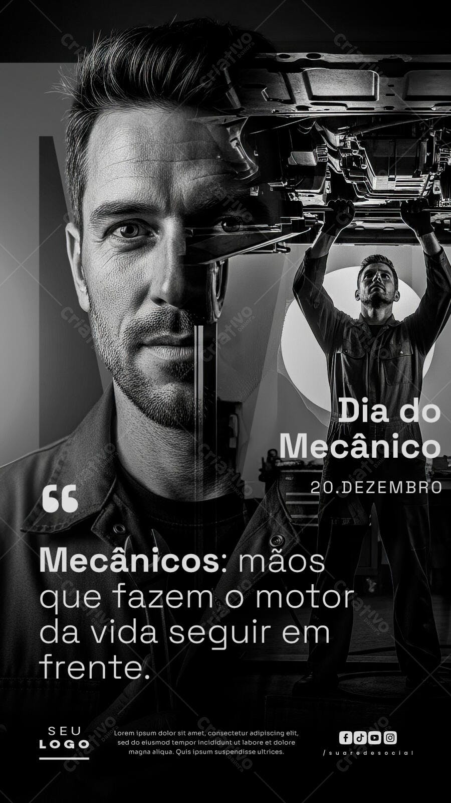Post para Redes Sociais Dia do Mecânico PSD Editável
