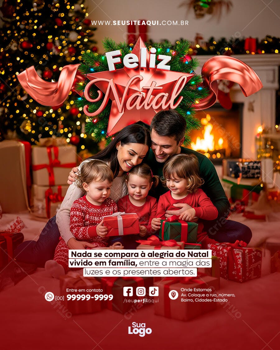 Post Redes Sociais Feliz Natal Família Psd Editável