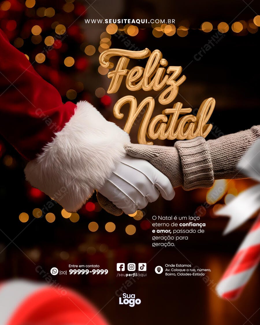 Flyer de Natal Elegante com Mãos Dadas PSD Editável