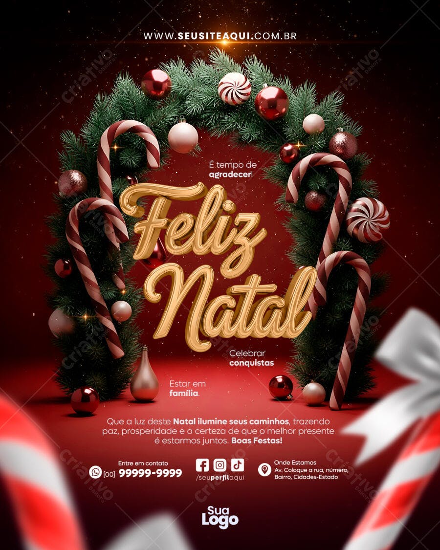 Post para Instagram Feliz Natal PSD Editável