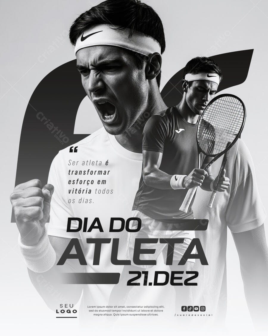 Flyer Social Media para Dia do Atleta 21 de Dezembro PSD Editável