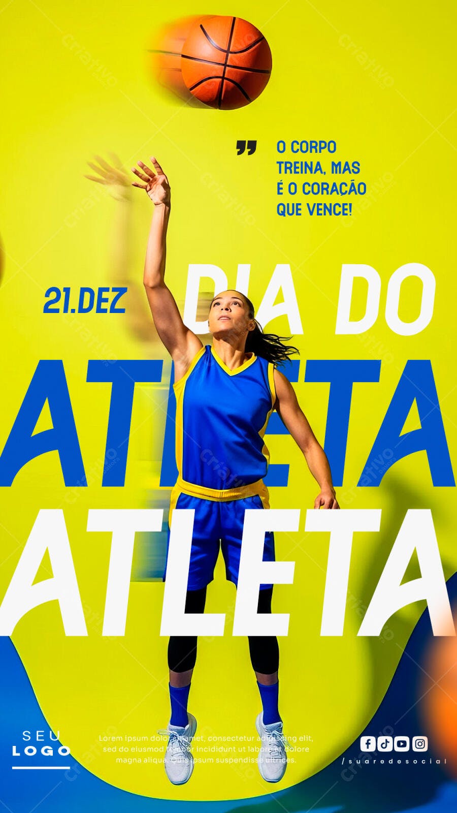 Flyer Dia do Atleta 21 de Dezembro PSD Editável