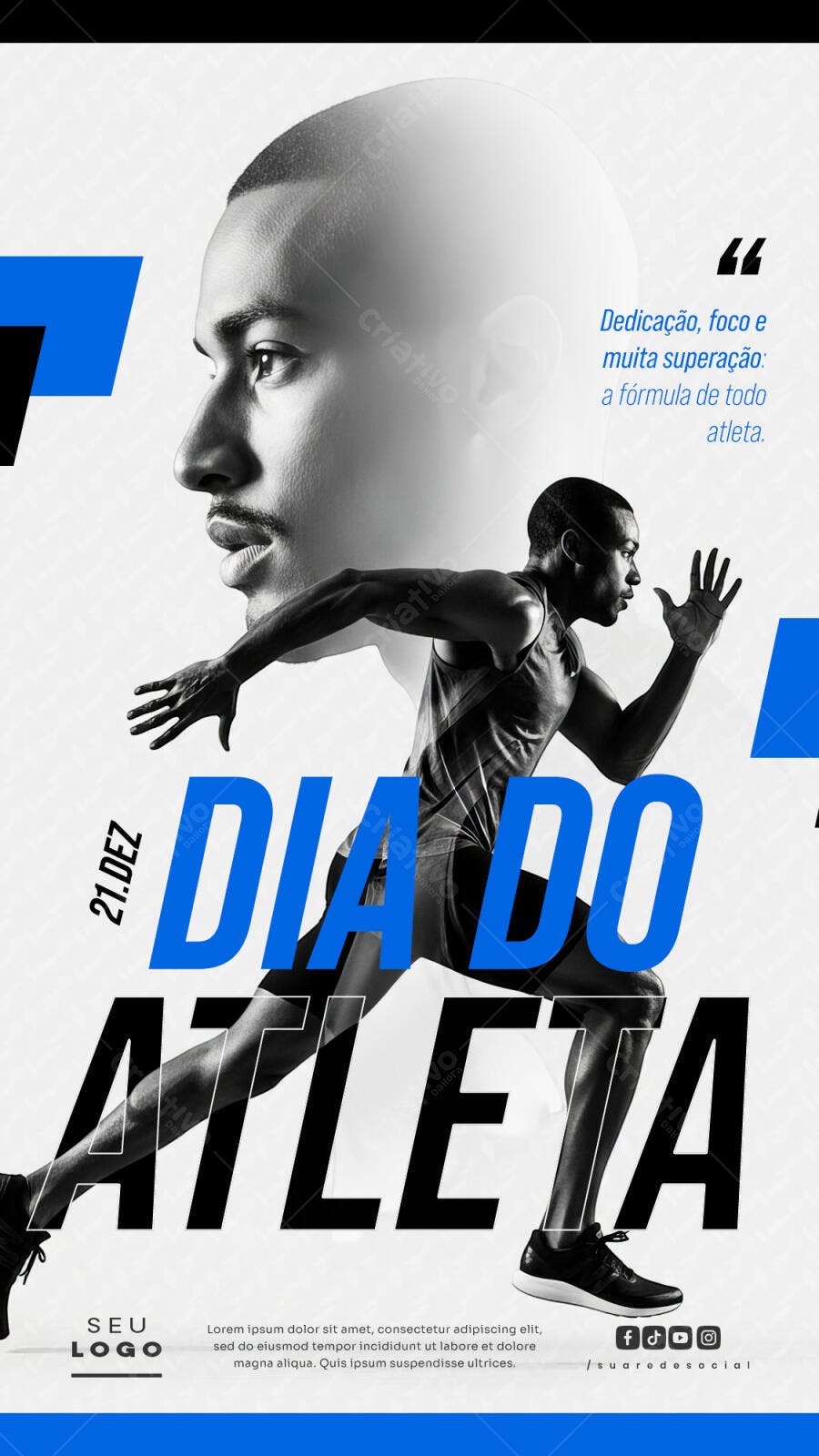 Flyer Dia do Atleta Corrida e Superação PSD Editável