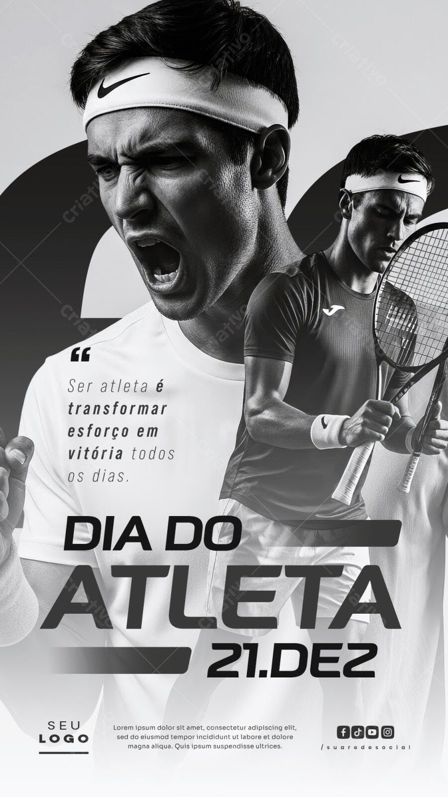 Flyer Dia do Atleta 21 de Dezembro PSD Editável