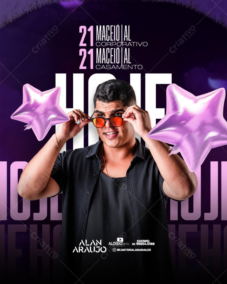 Flyer para Show de Cantor HOJE PSD Editável