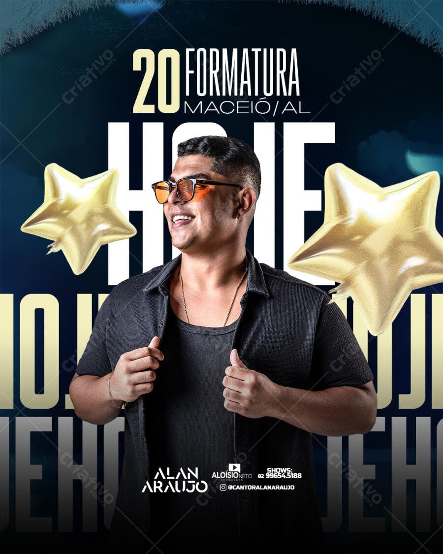 Flyer Festa de Formatura com Cantor Alan Araujo PSD Editável