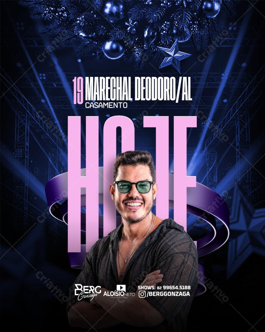 Flyer para Show de Casamento HOJE com Cantor Berg Gonzaga PSD Editável