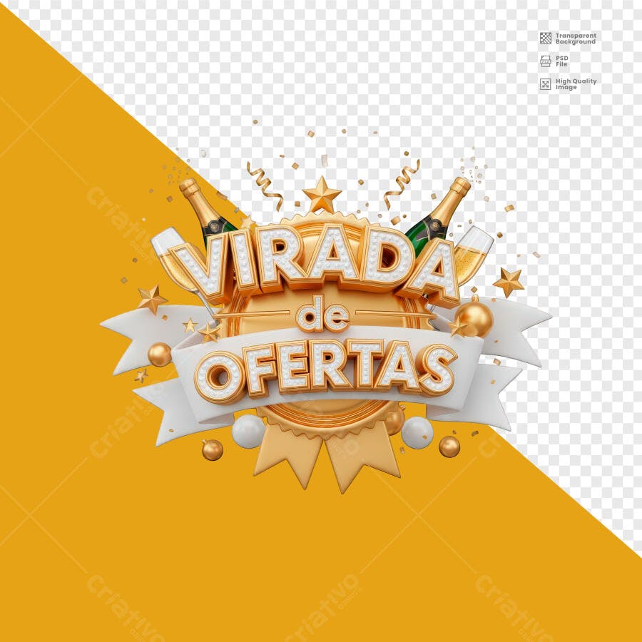 Selo 3D de campanha promocional dourado festivo brilhante