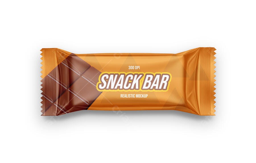 Mockup Realista de Embalagem para Barra de Snack Laranja e Marrom