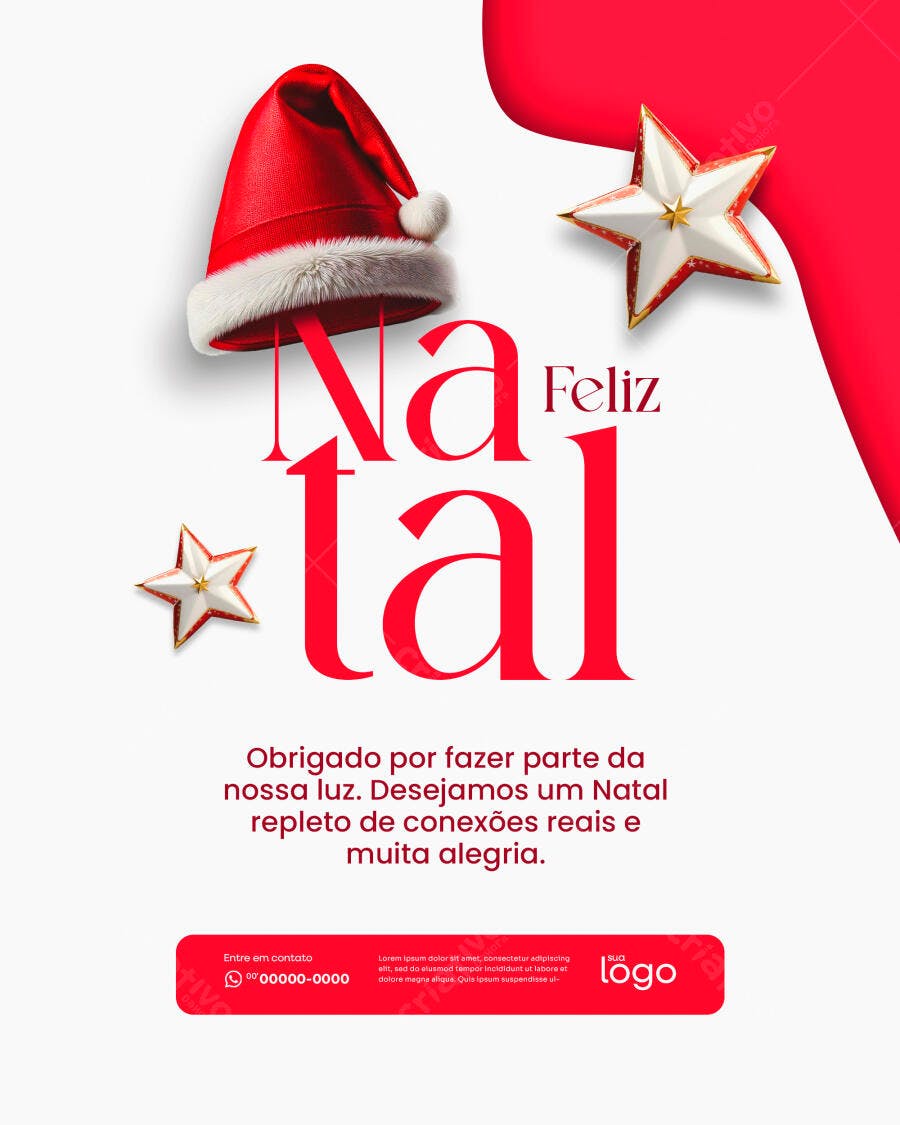 Flyer de Natal com Gorro de Papai Noel PSD Editável