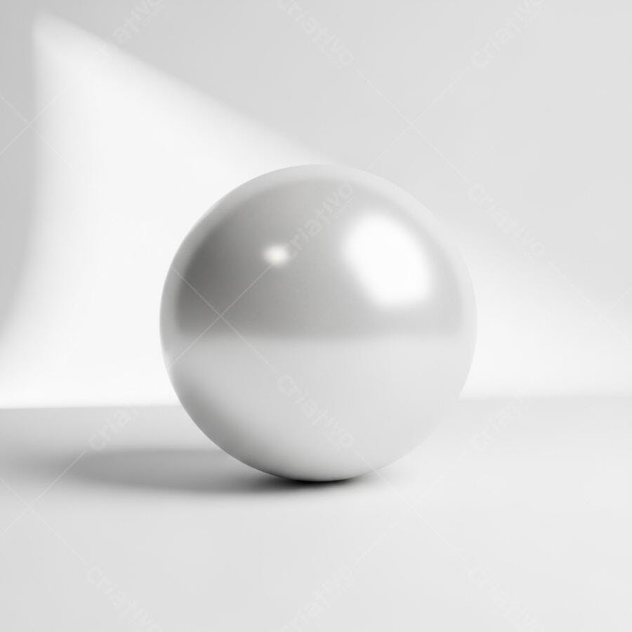 Esfera branca brilhante em fundo minimalista de estúdio