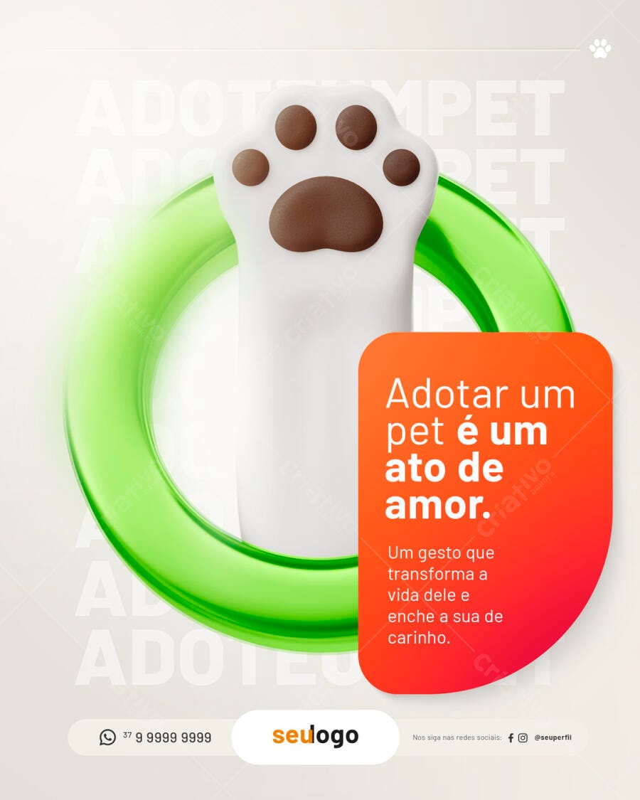 Post Instagram Adoção de Pet PSD Editável