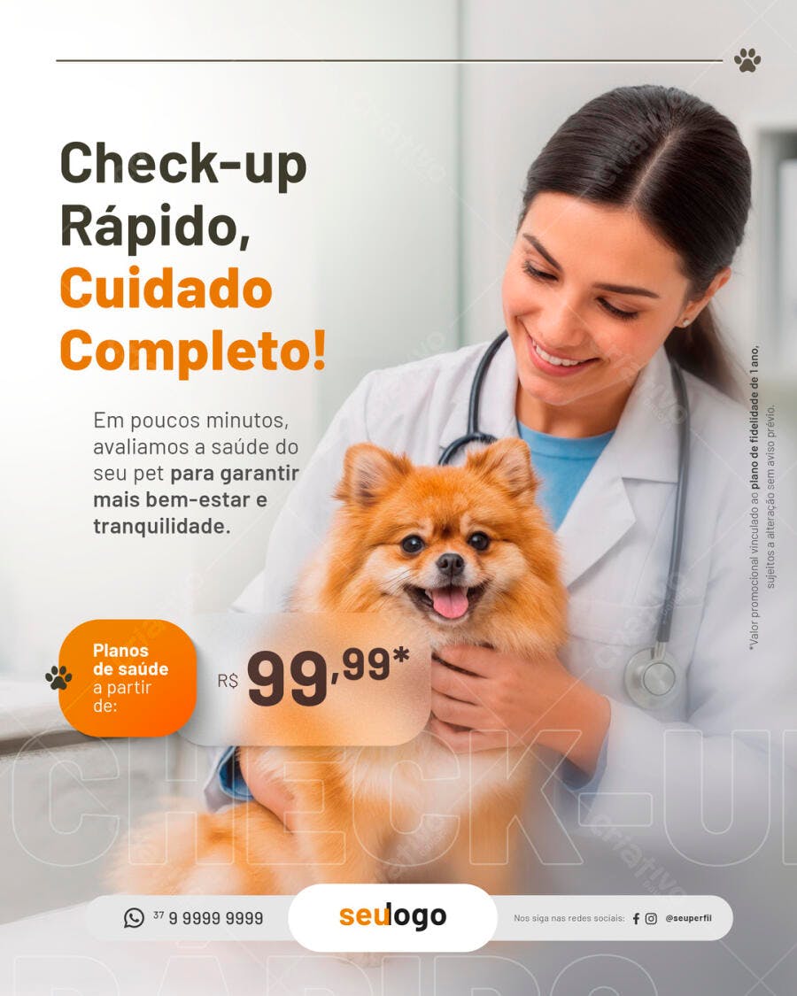 Flyer para Check-up Rápido Pet PSD Editável