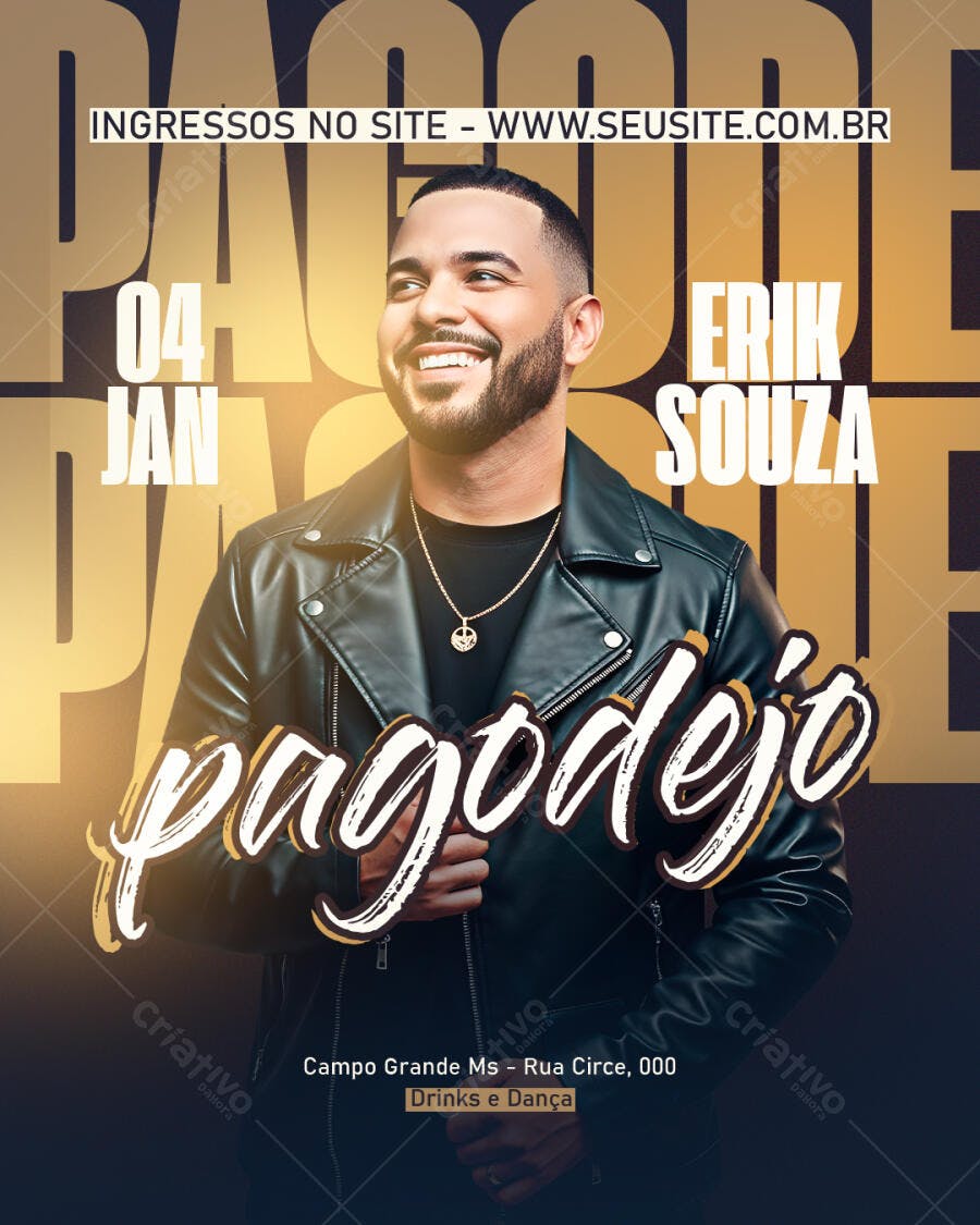 Flyer Show Pagodejo Erik Souza 04 JAN PSD Editável