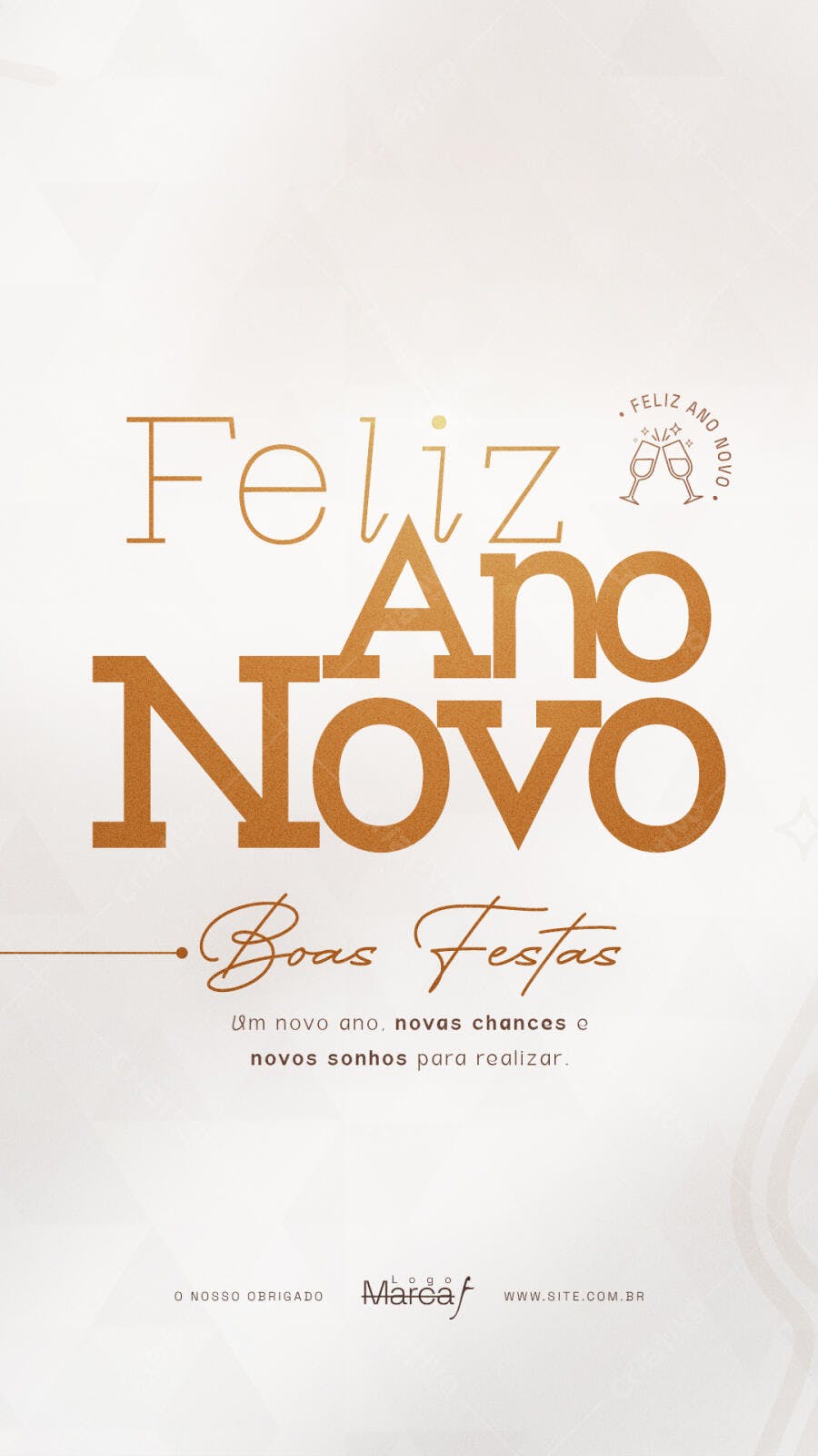 Post Redes Sociais Feliz Ano Novo Boas Festas PSD Editável