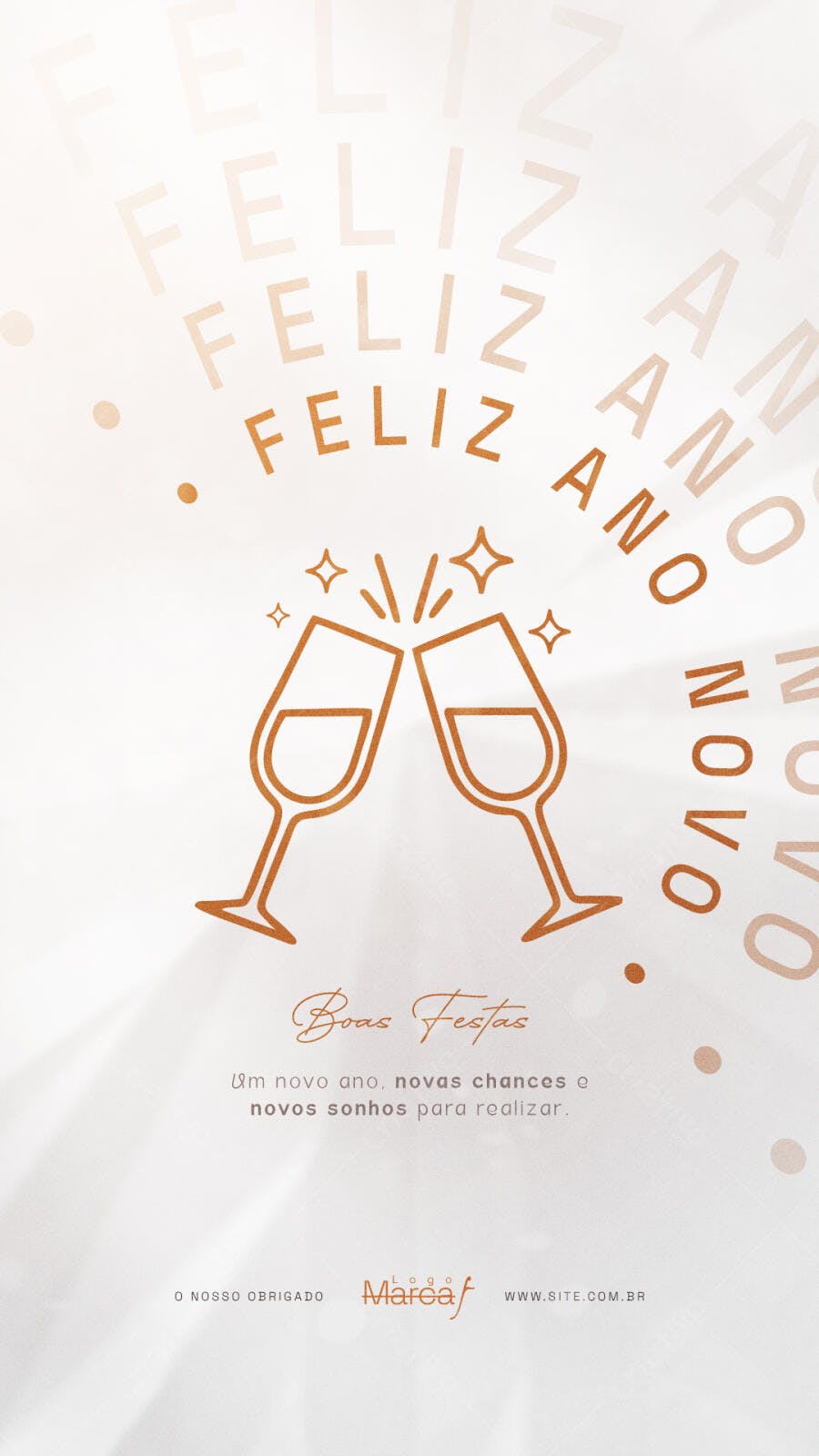 Cartão Digital Feliz Ano Novo Boas Festas PSD Editável
