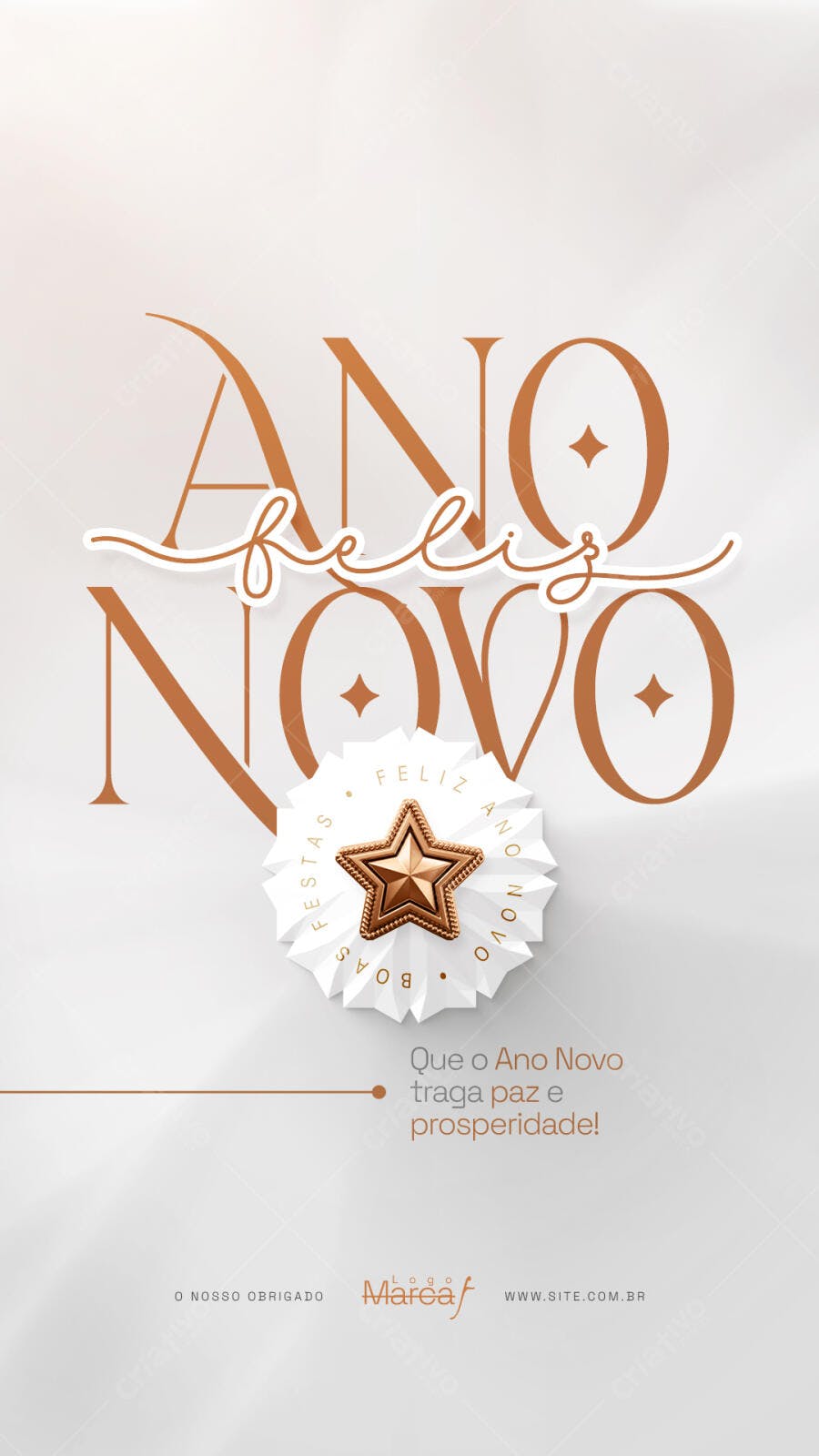 Card de Ano Novo Elegante e Dourado PSD Editável