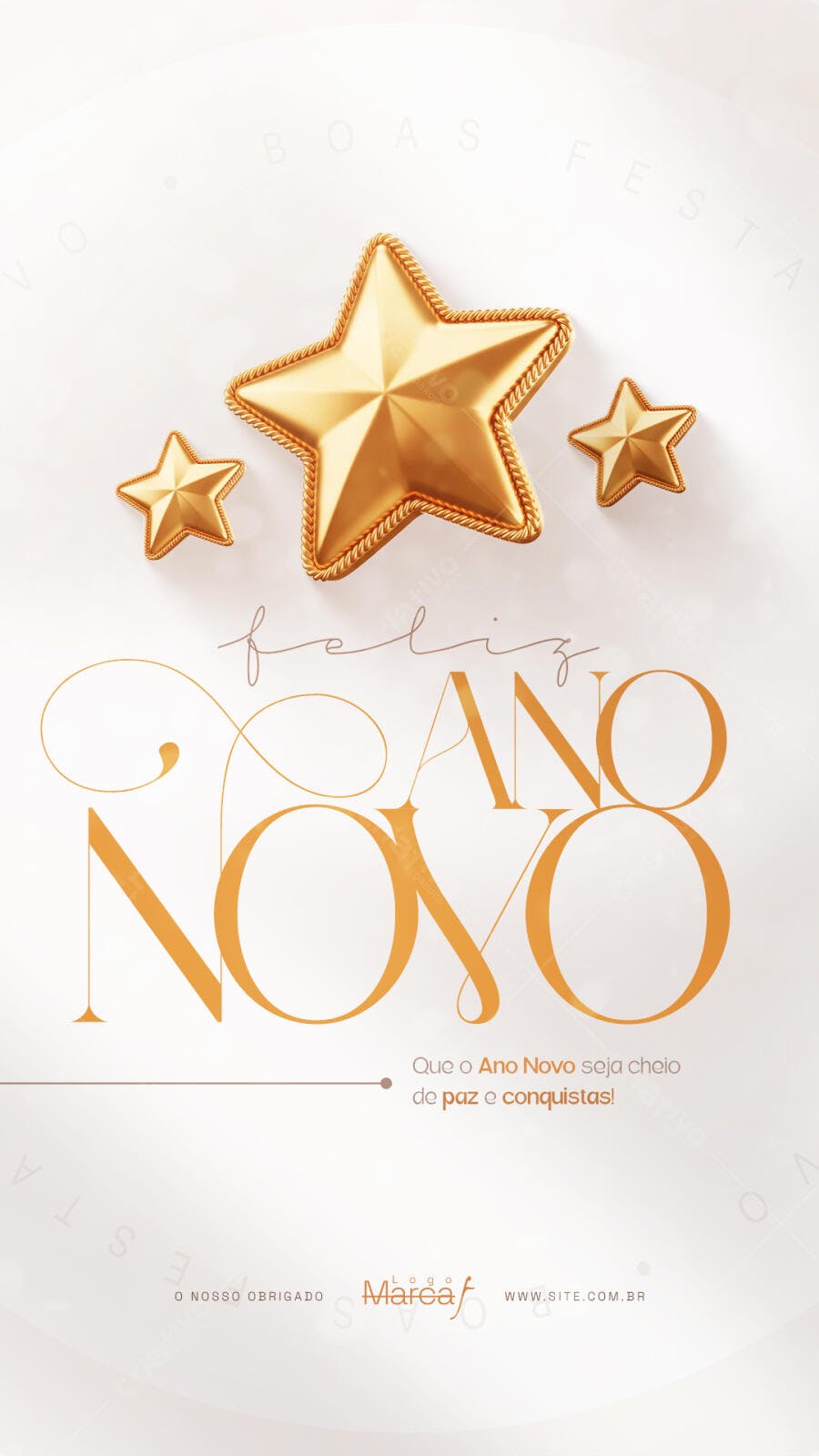 Post para Redes Sociais Feliz Ano Novo Dourado PSD Editável