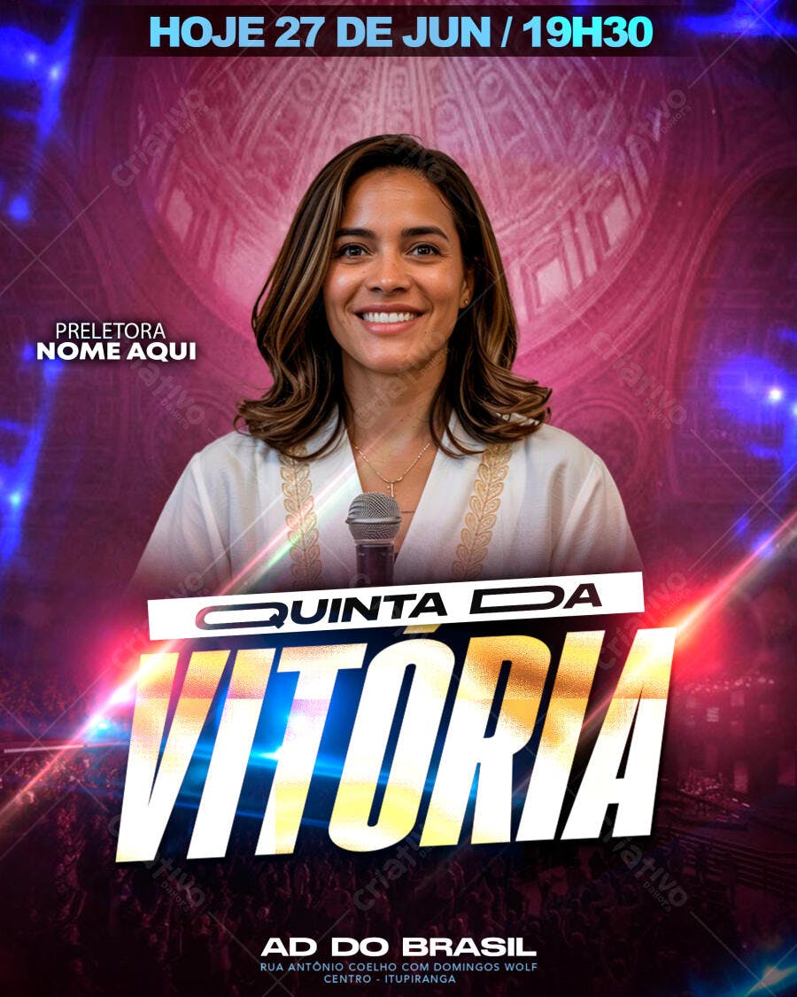 Flyer Evento Religioso Quinta da Vitória PSD Editável