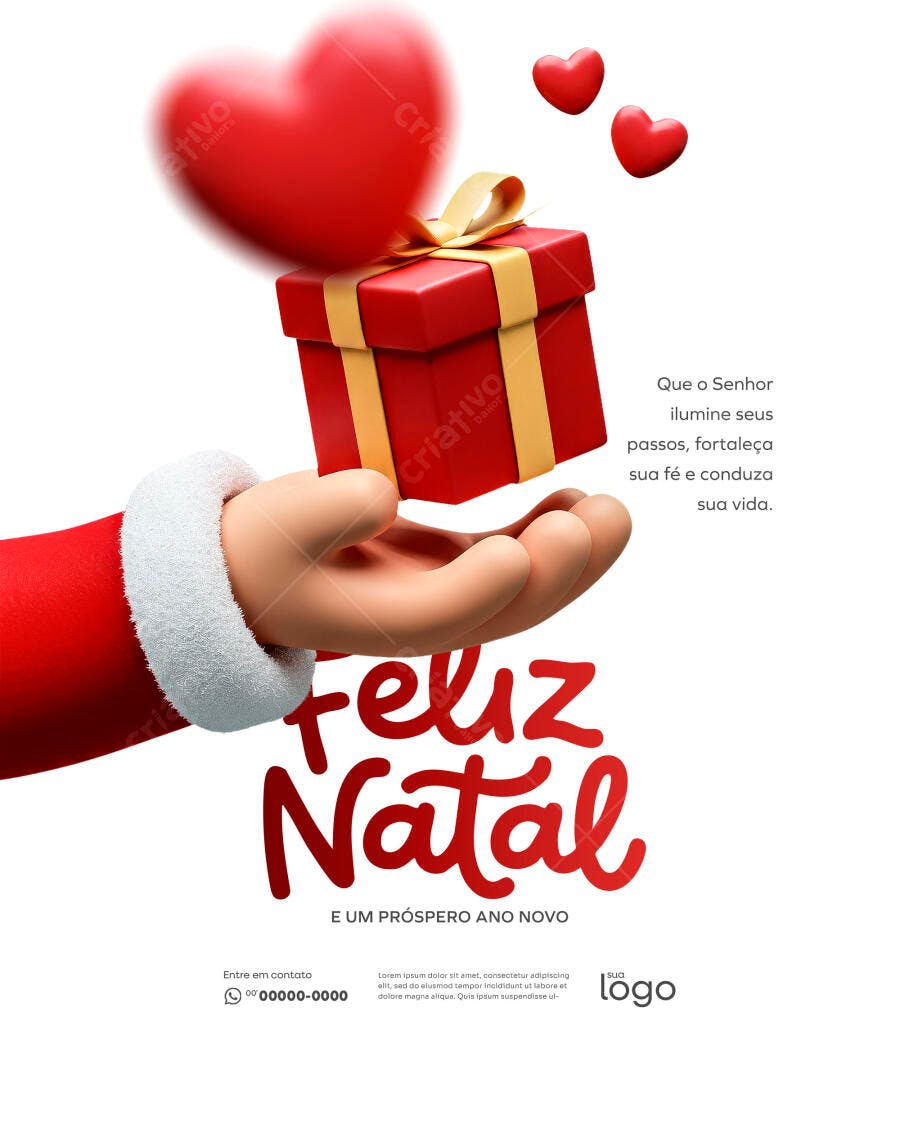 Flyer Digital Natal e Ano Novo Mensagem de Fé PSD Editável