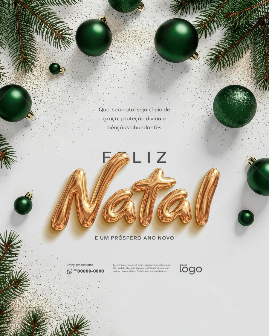 Flyer Post de Natal e Ano Novo Festivo PSD Editável