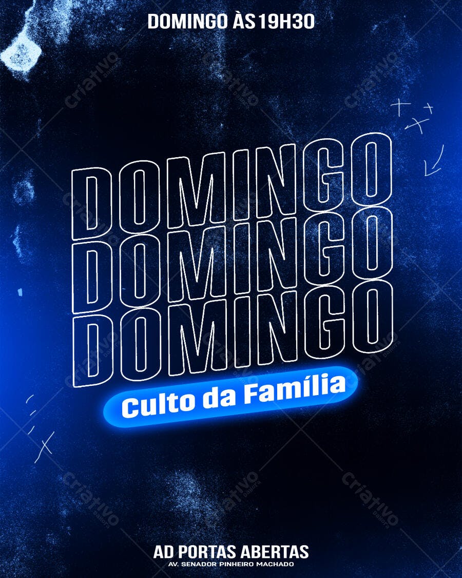 Flyer Culto da Família AD Portas Abertas PSD Editável