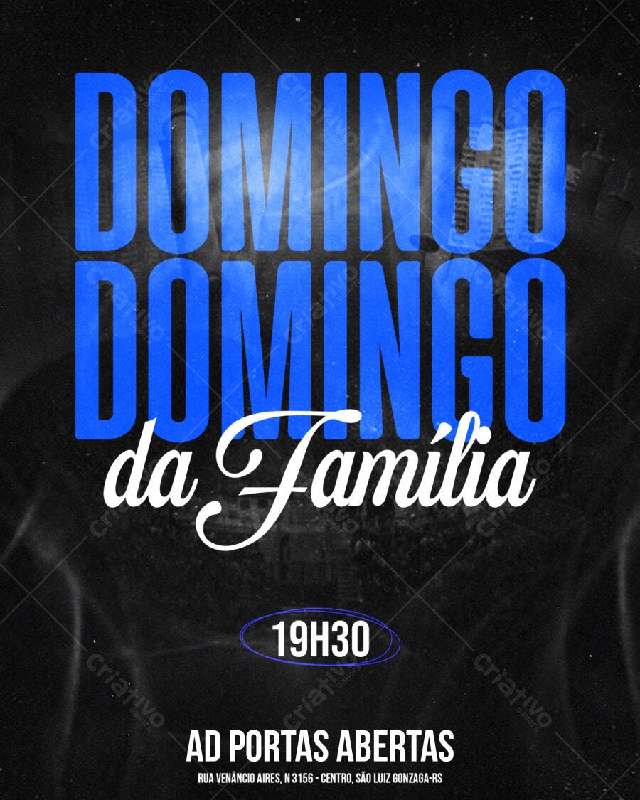 Flyer para Culto Domingo da Família AD Portas Abertas PSD Editável