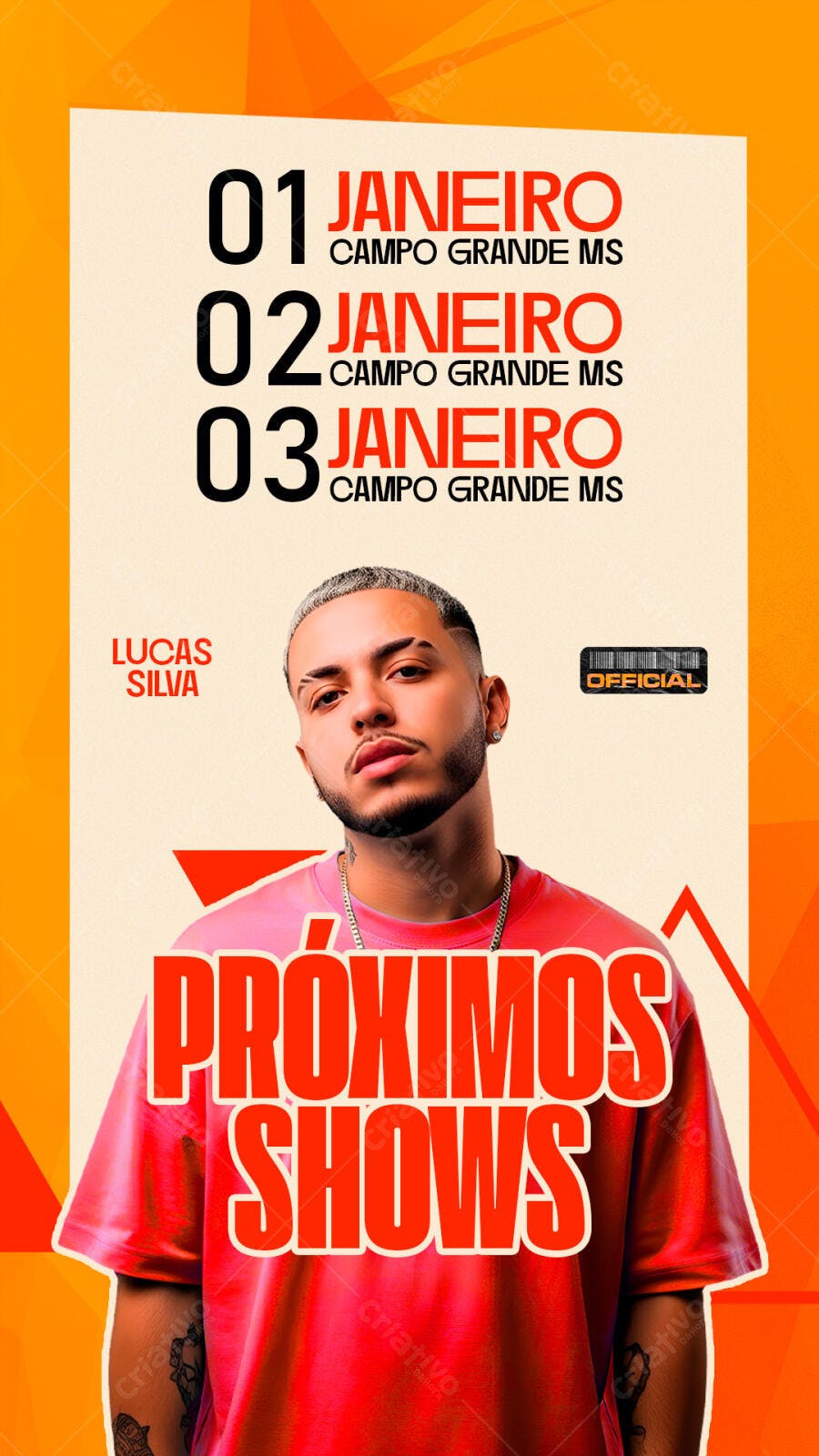Flyer de Shows Lucas Silva JANEIRO Campo Grande PSD Editável