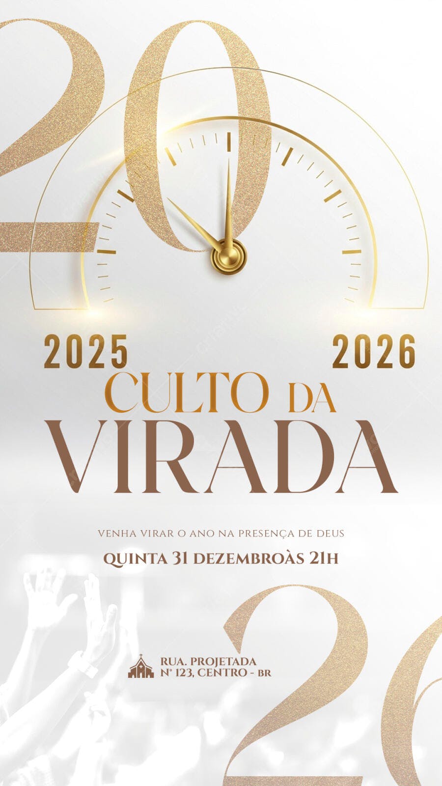 Flyer Culto da Virada 2025 2026 PSD Editável