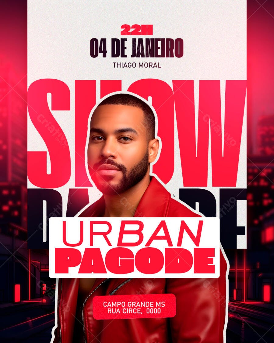 Flyer para Show Urban Pagode Cantor Thiago Moral PSD Editável