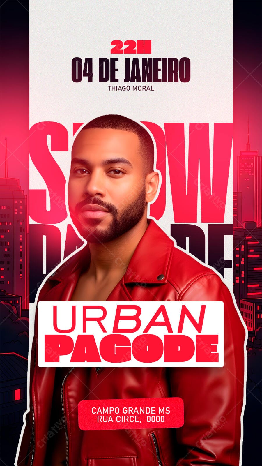 Flyer Show Urban Pagode Thiago Moral PSD Editável