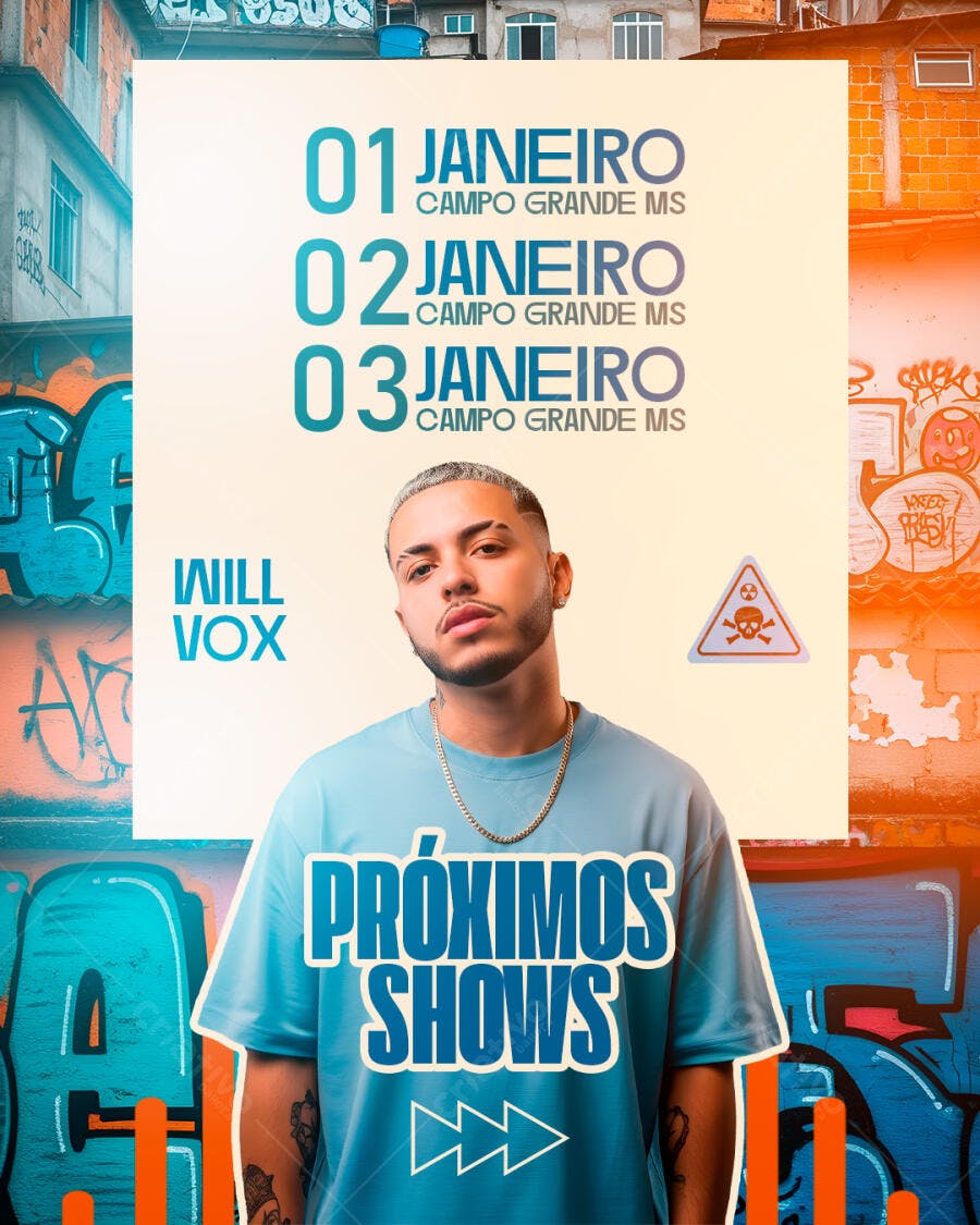 Flyer Hip-Hop Próximos Shows Will Vox Urbano PSD Editável