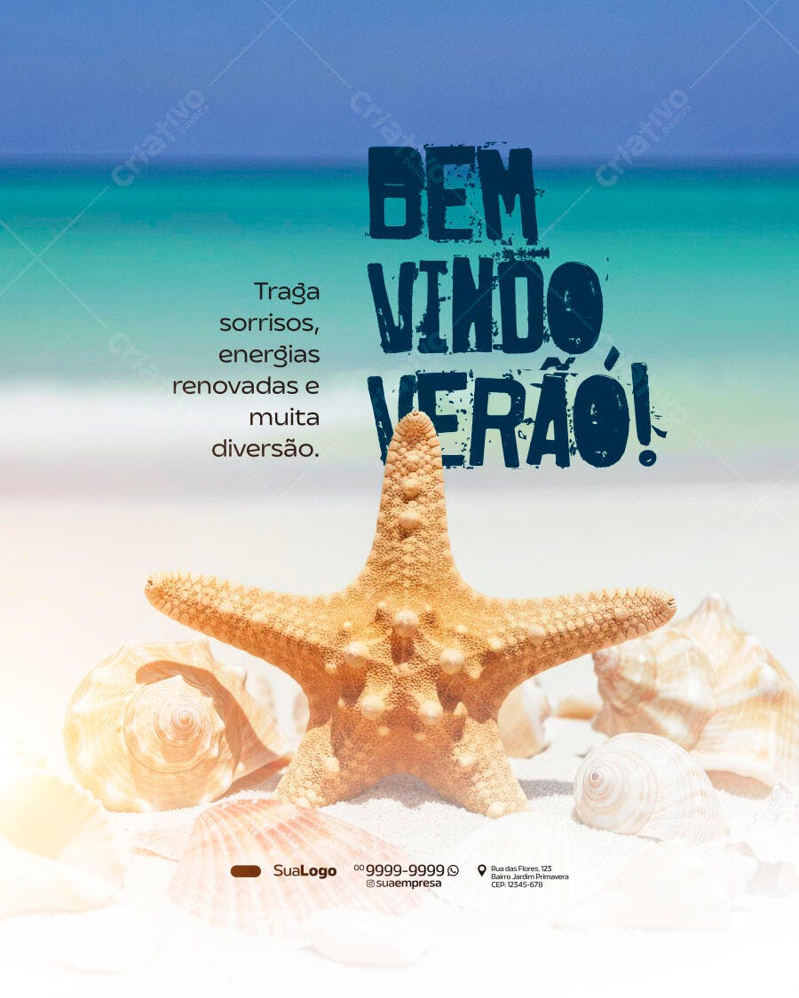Flyer de Praia Bem Vindo Verão PSD Editável