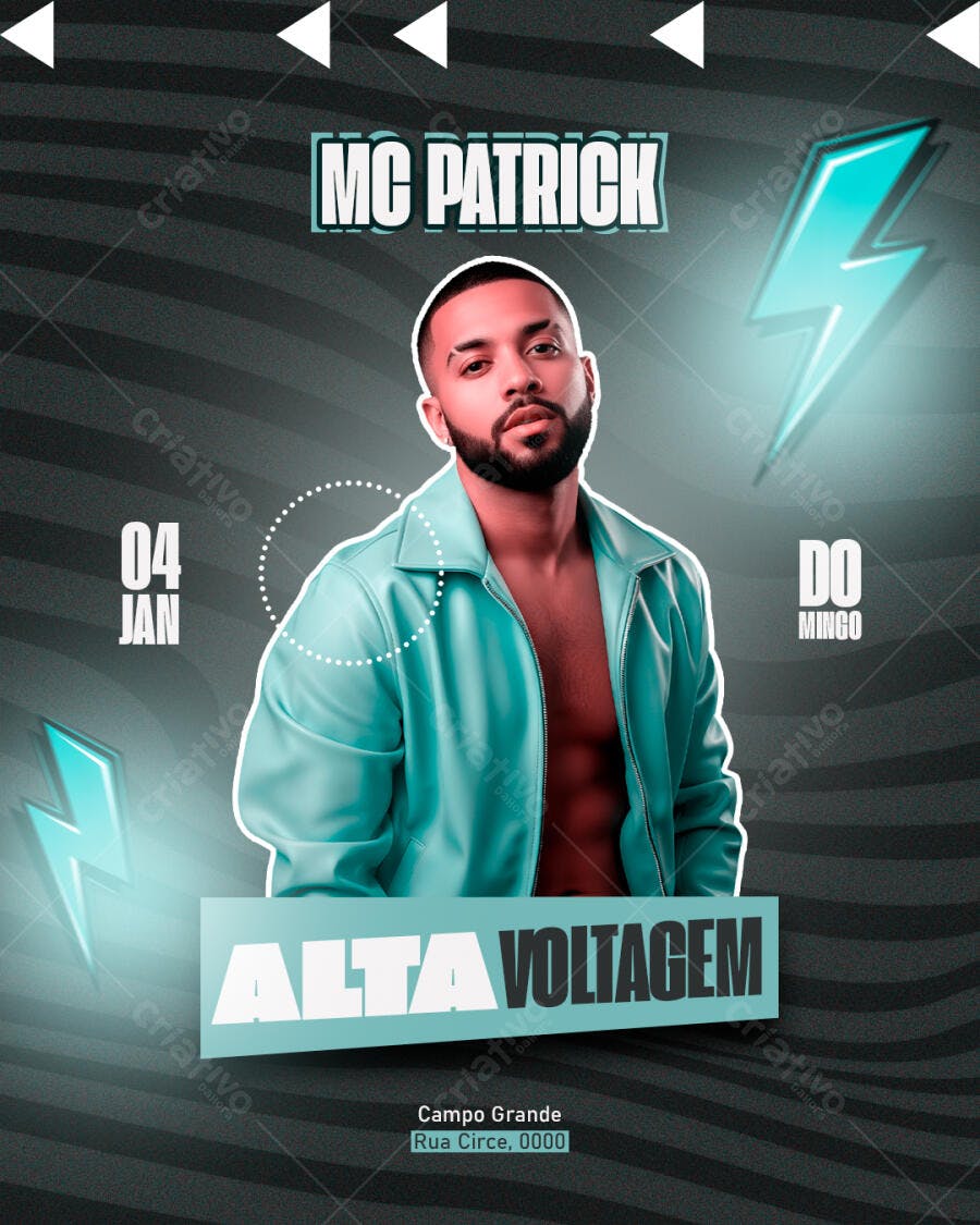 Flyer Show MC Patrick Alta Voltagem PSD Editável