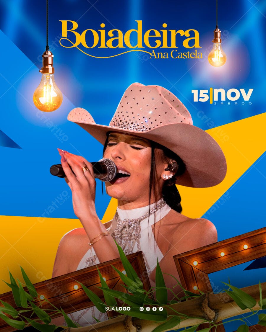 Flyer para Show Boiadeira Ana Castela PSD Editável
