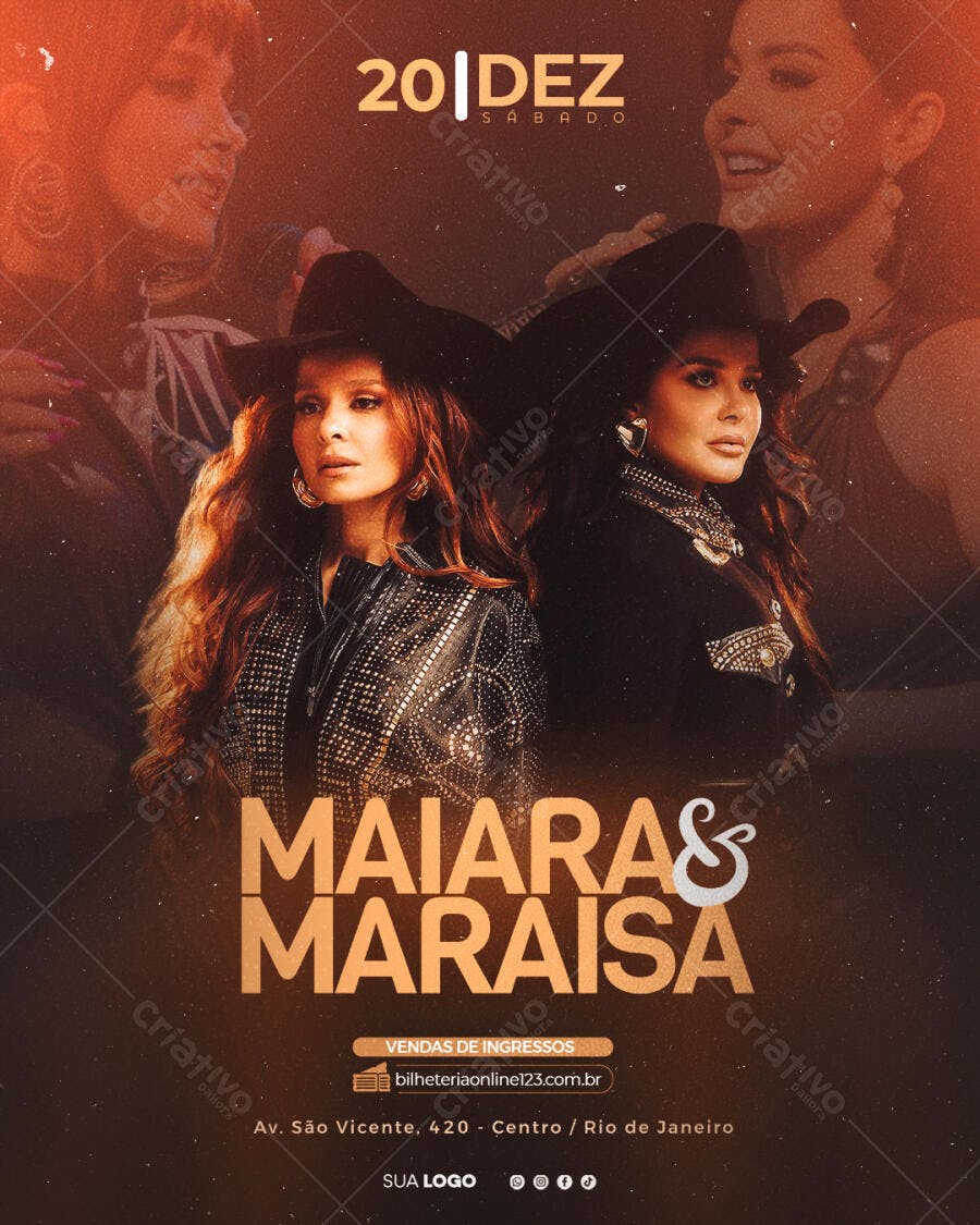 Flyer de Evento Maiara & Maraisa Sertanejo PSD Editável