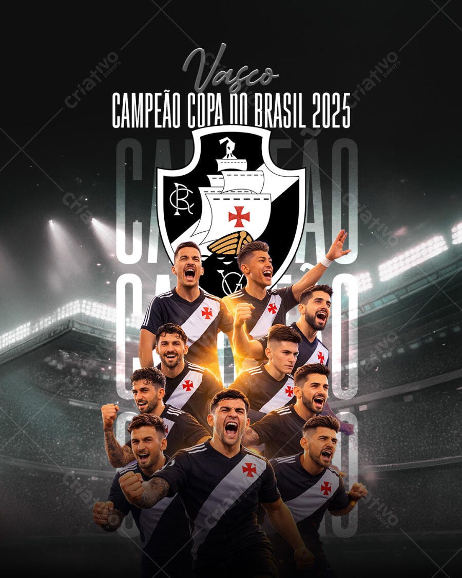 Flyer Celebração Vasco Campeão Copa do Brasil 2025 PSD Editável