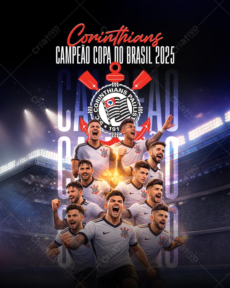 Flyer Corinthians Campeão Copa do Brasil 2025 PSD Editável
