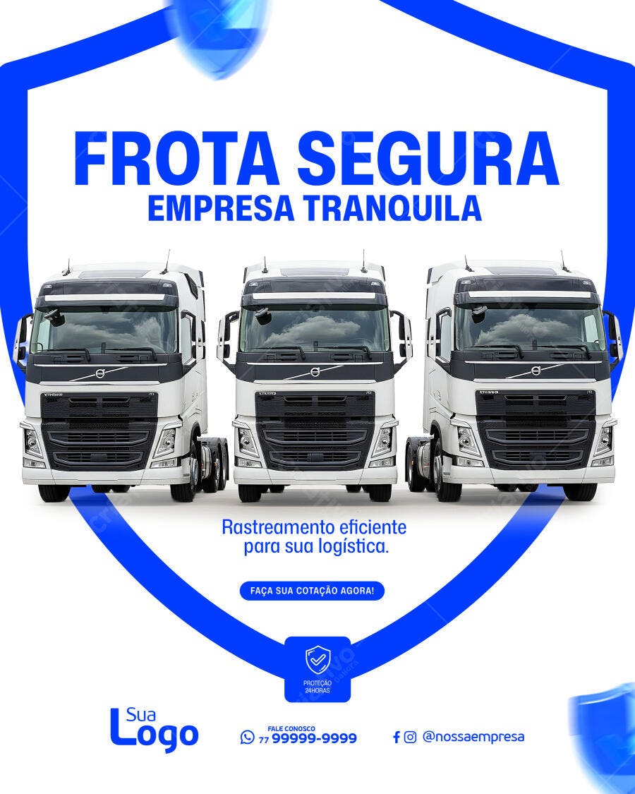 Flyer de Logística com Frota Segura e Rastreamento PSD Editável