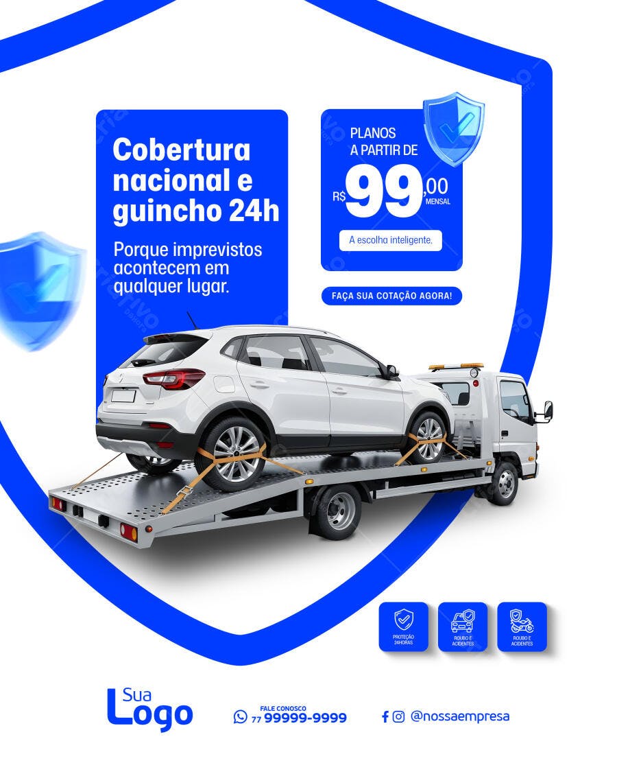 Flyer Cobertura Veicular e Guincho 24h PSD Editável