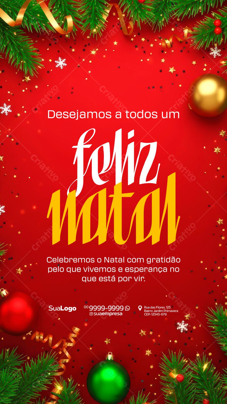Post para Redes Sociais Feliz Natal Boas Festas PSD Editável