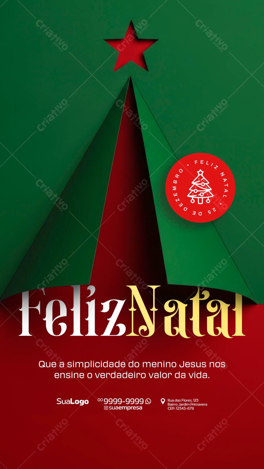 Flyer Feliz Natal Minimalista com Mensagem Cristã PSD Editável