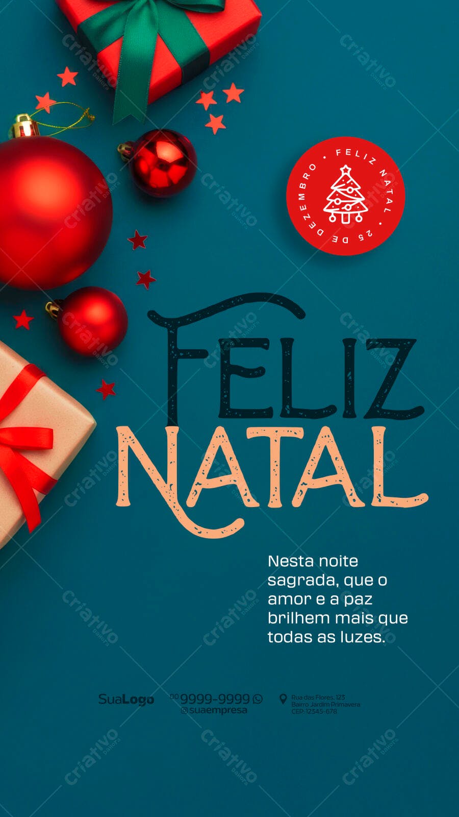 Post para Redes Sociais Feliz Natal 25 de Dezembro PSD Editável