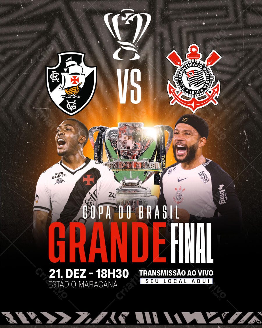 Flyer Copa do Brasil Grande Final Vasco x Corinthians PSD Editável